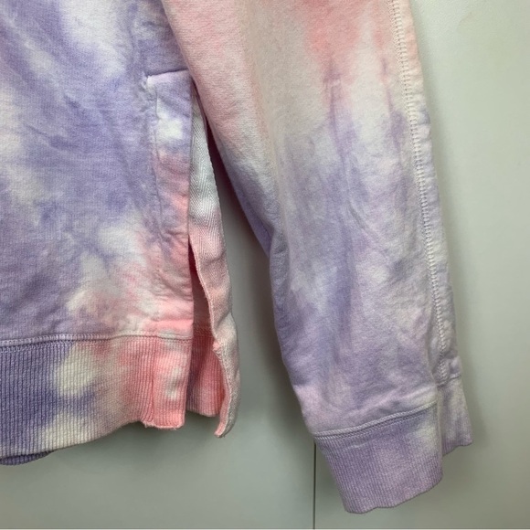 Hem & Thread Tie-Dye Pink Purple Crew Neck 100% Cotton Sweatshirt Women's sz S - Picture 5 of 7